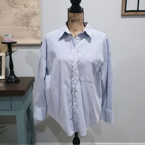 Zara Stripe Blue Long Sleeve| Button Down